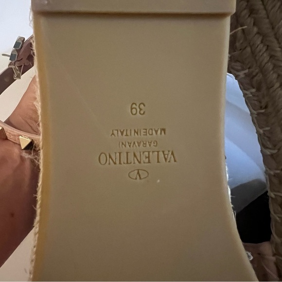 Valentino Pink Leather Rockstud Espadrille Platform Ankle Strap Sandals NWOT - Picture 8 of 9